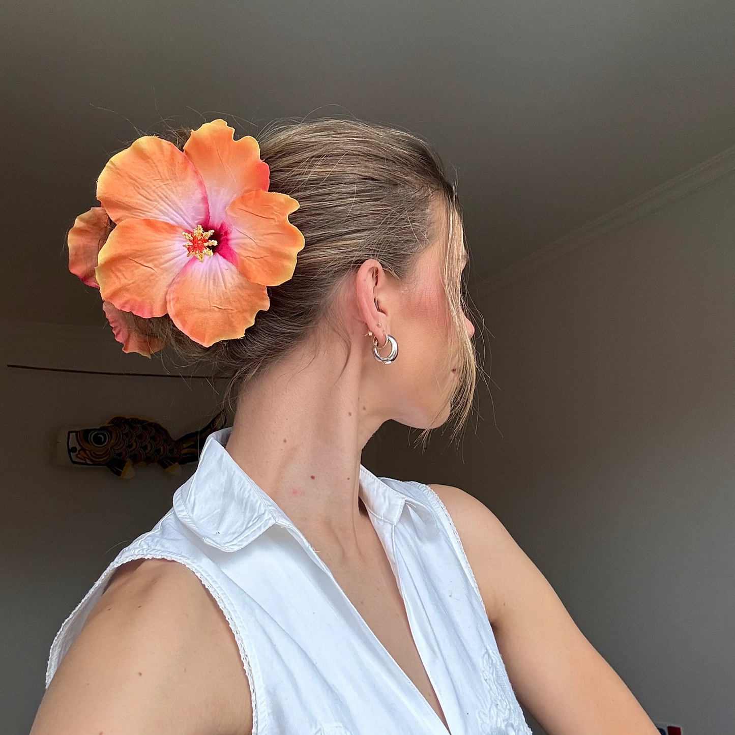 SUMMER EDITION - Large hibiscus hair clip (PEACH)