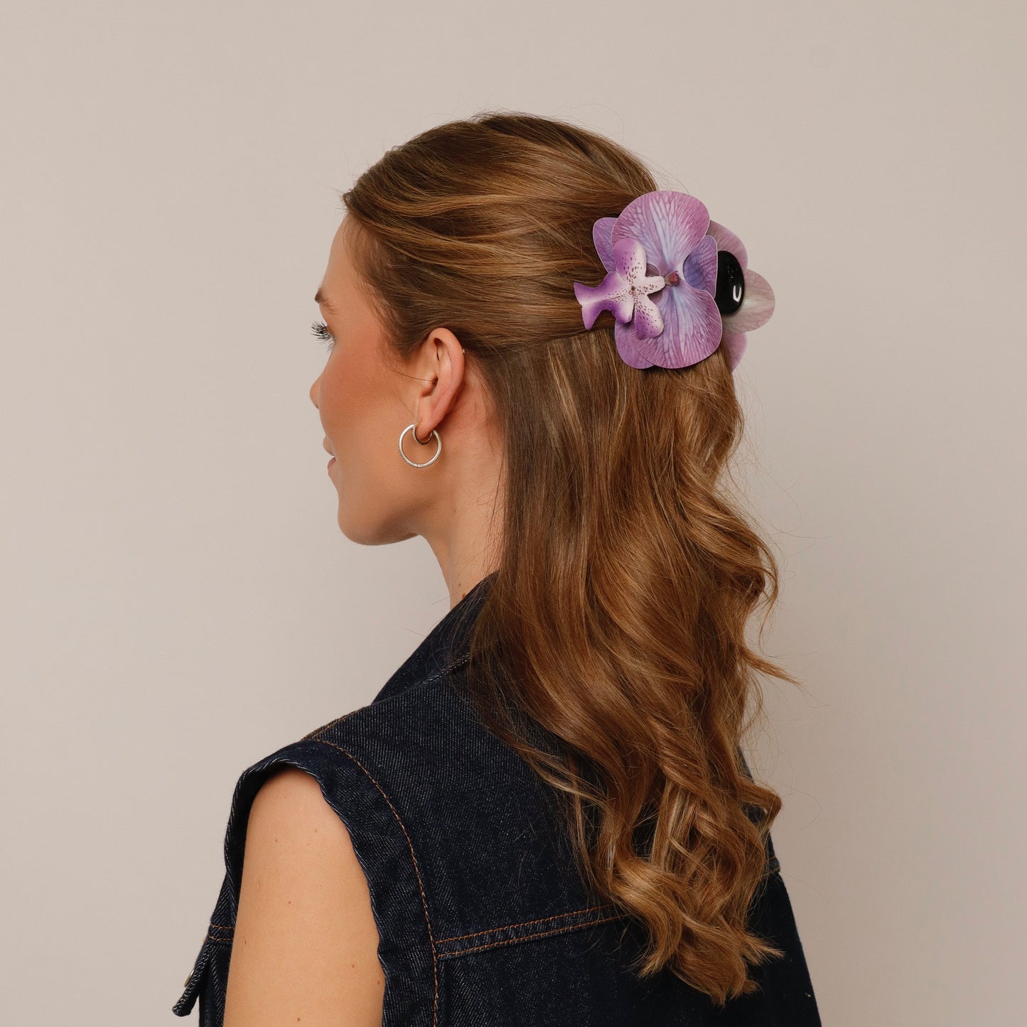 Small orchid hair clip - PURPLE