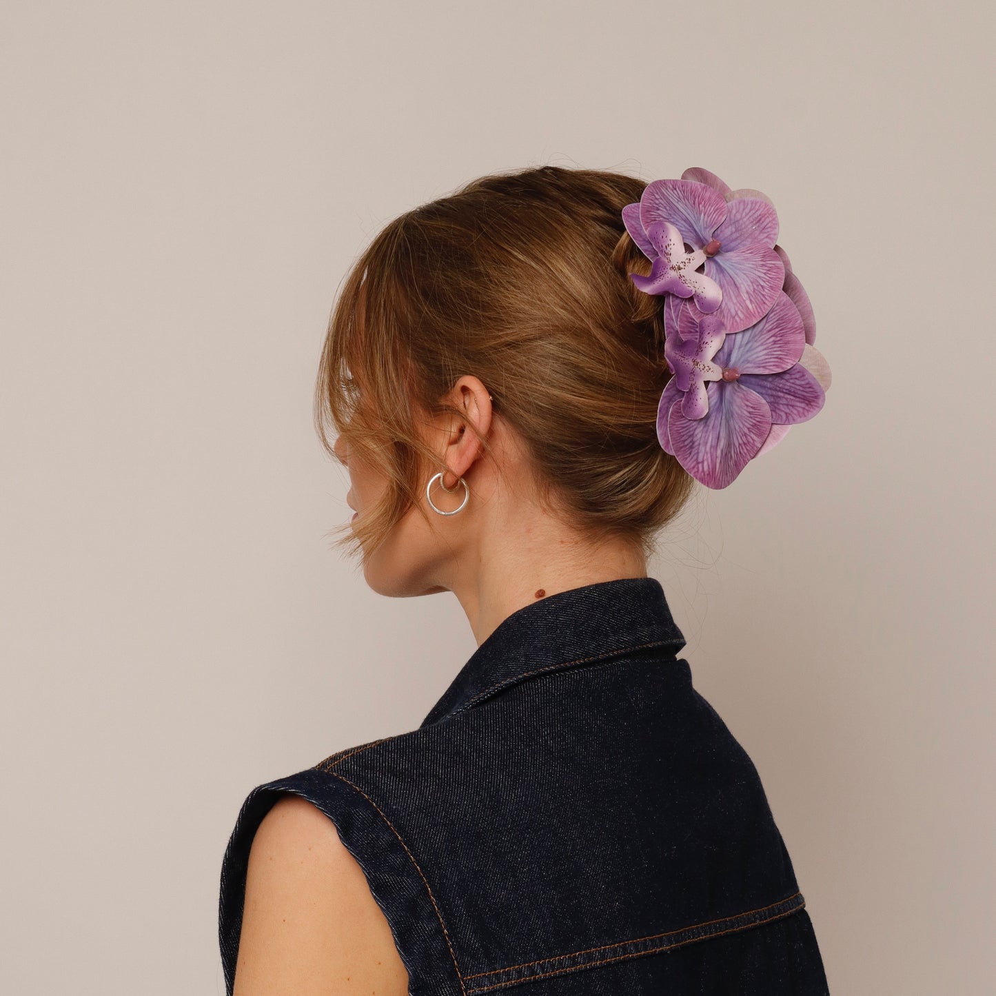Large orchid hair clip - PURPLE