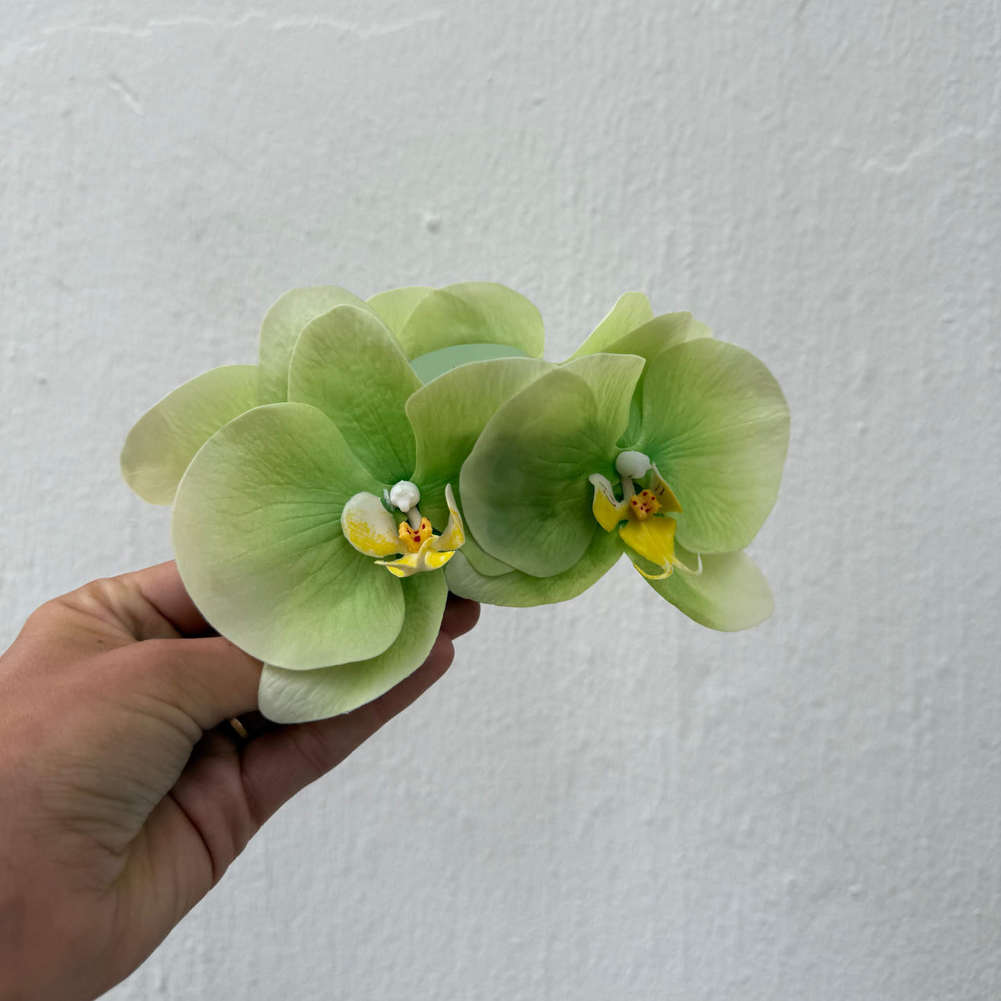 Large orchid hair clip - LIME