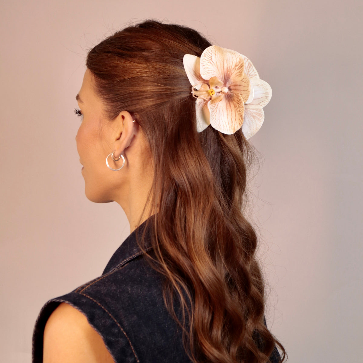 Small orchid hair clip (CHAMPAGNE)