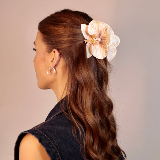 Small orchid hair clip (CHAMPAGNE)