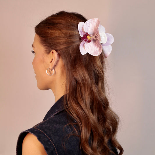 Small orchid hair clip - SUGAR PLUM