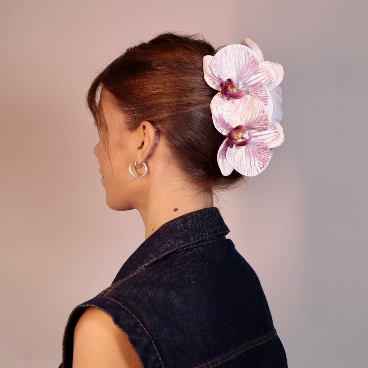 Large orchid hair clip - SUGAR PLUM
