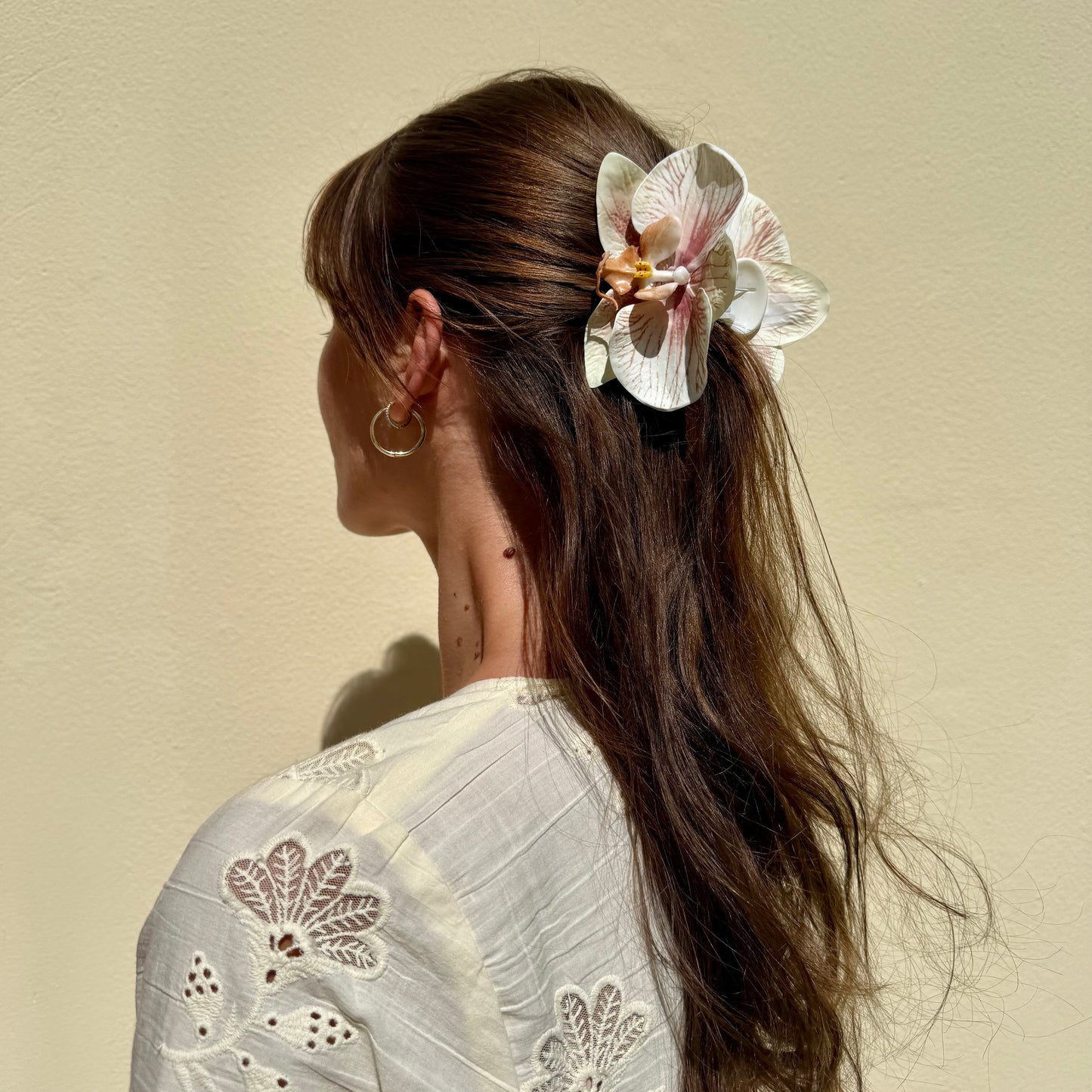 Small orchid hair clip (CHAMPAGNE)