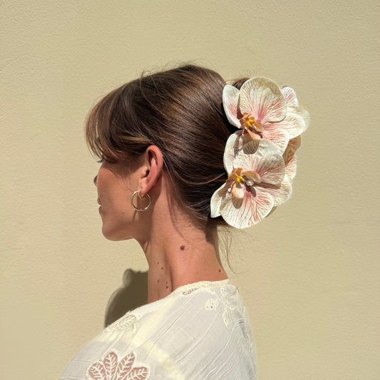 Large orchid hair clip (CHAMPAGNE)