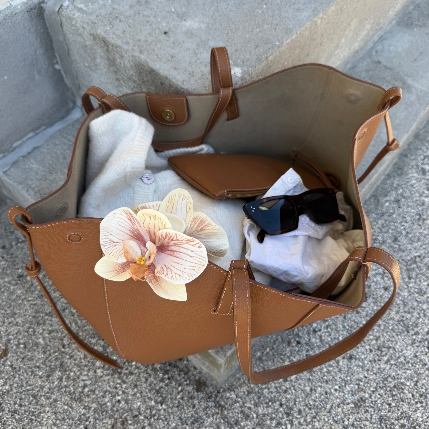 Small orchid hair clip (CHAMPAGNE)