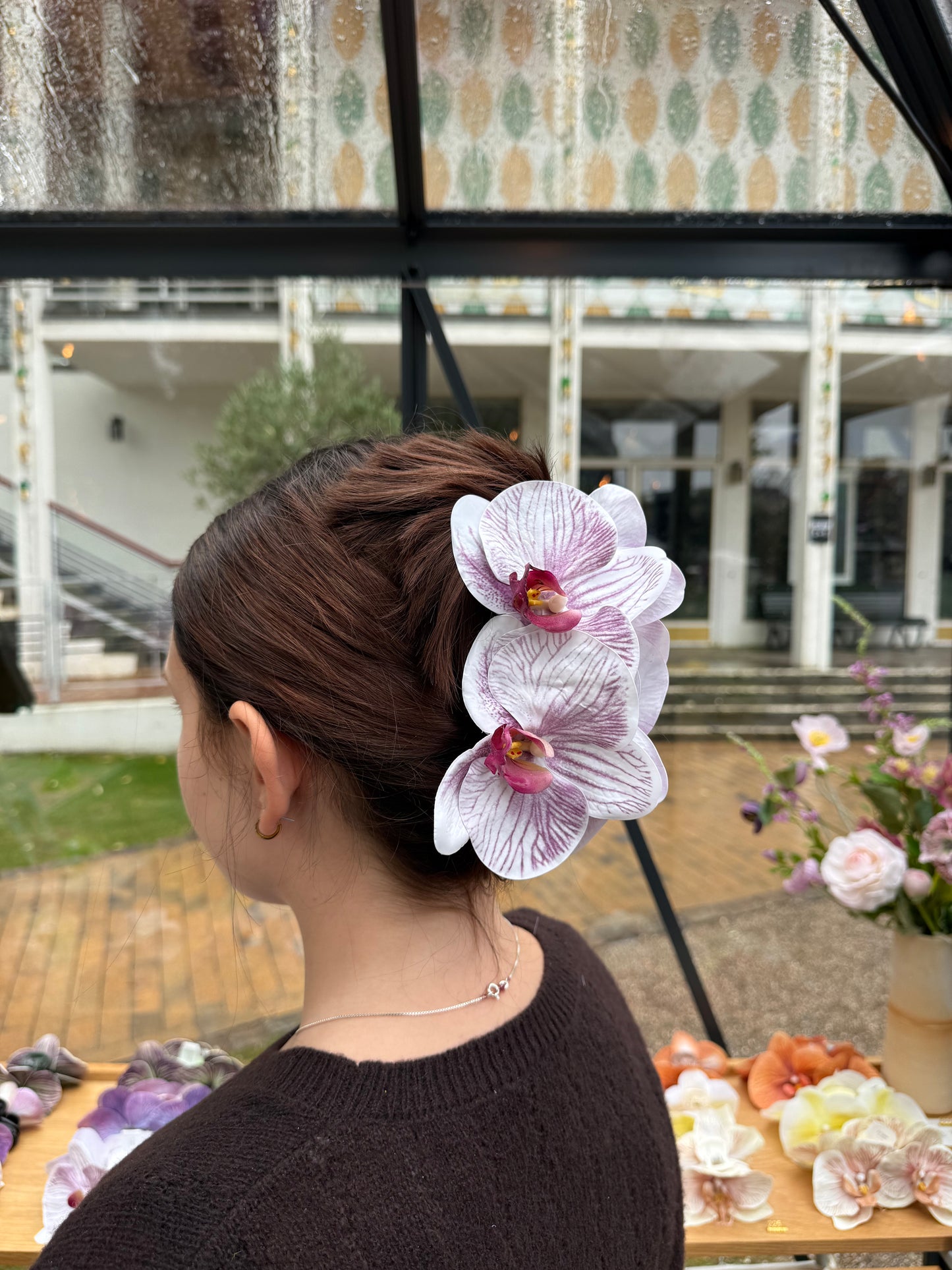 Large orchid hair clip - SUGAR PLUM