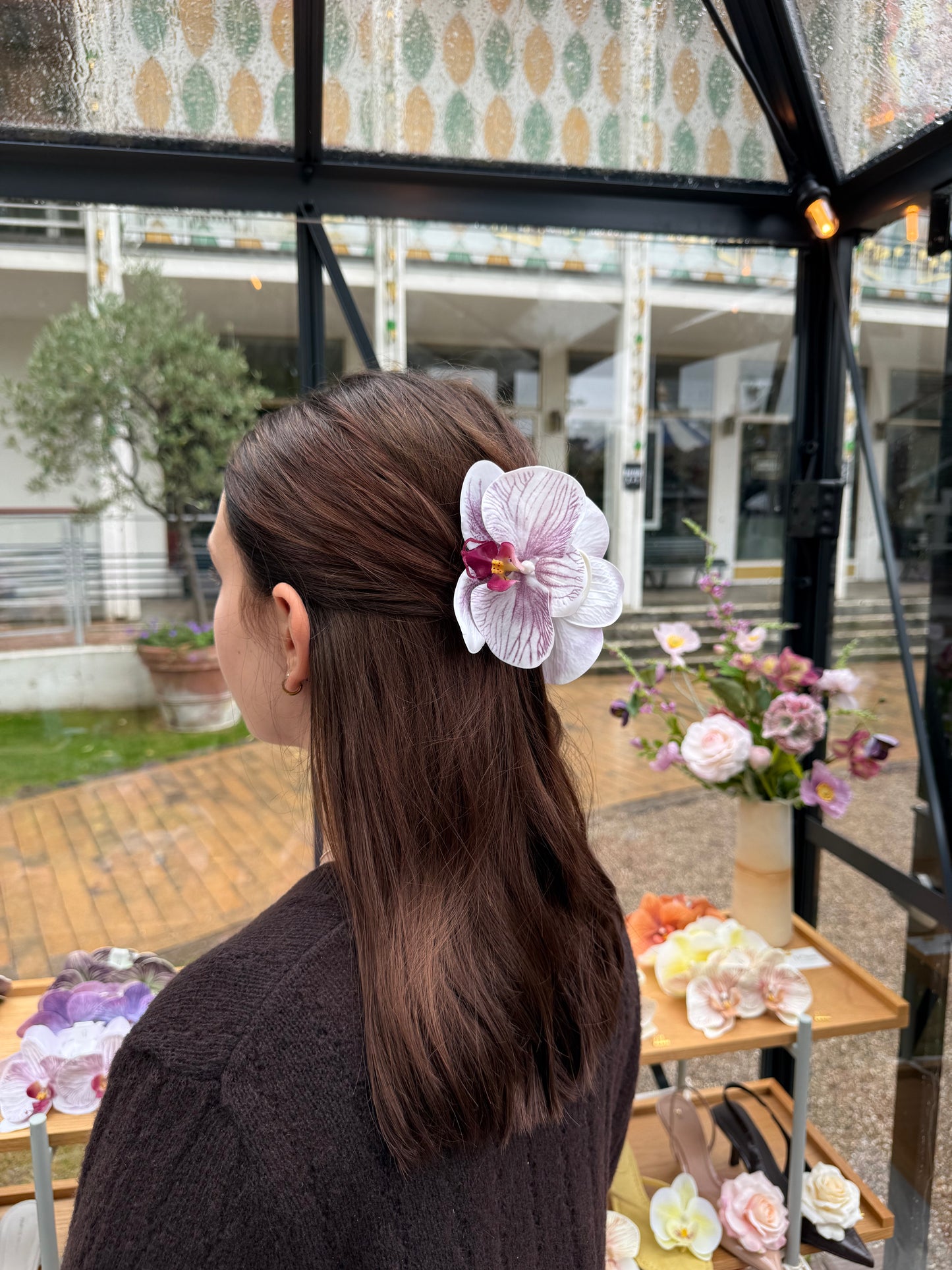 Small orchid hair clip - SUGAR PLUM