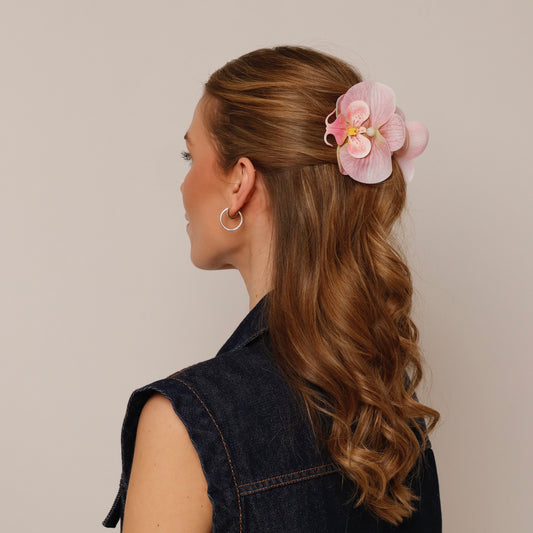 Small orchid hair clip - DUSTY ROSE