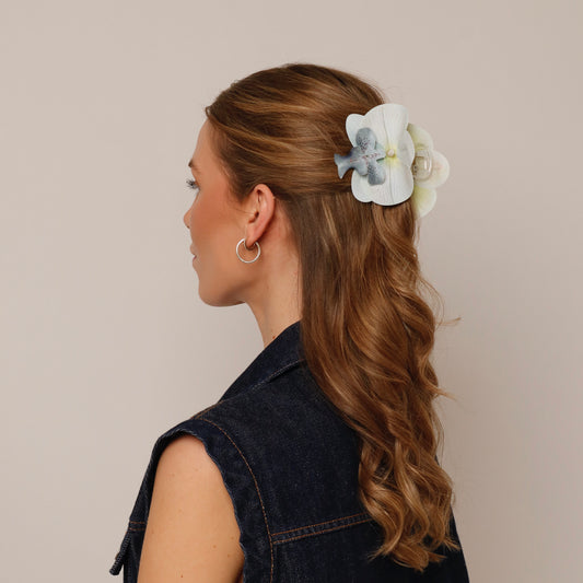 Small orchid hair clip - SKY BLUE