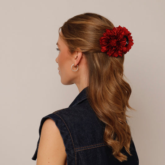 Dahlia hair clip - BURGUNDY