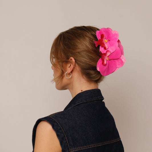 Large orchid hair clip - PINK