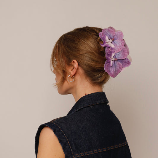 Large orchid hair clip - PURPLE