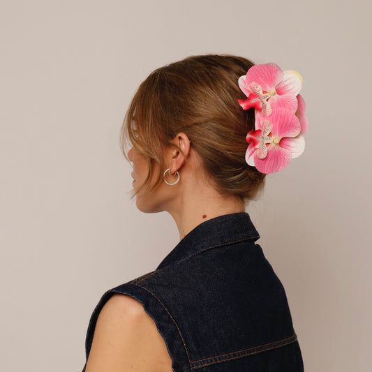 Large orchid hair clip - LIGHT PINK