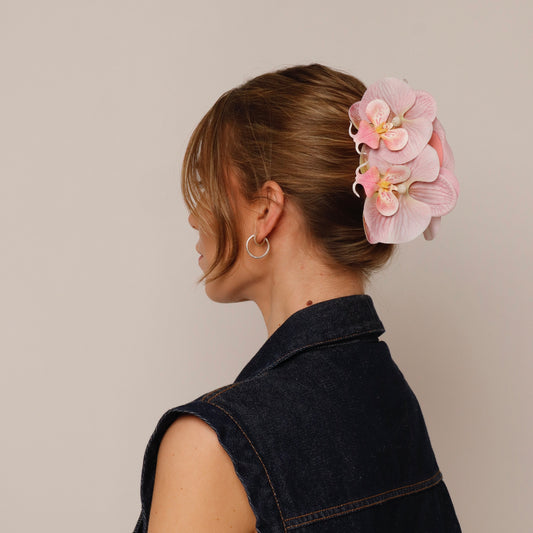 Large orchid hair clip - DUSTY ROSE
