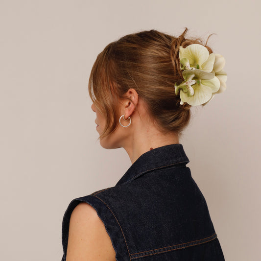 Large orchid hair clip - GREEN