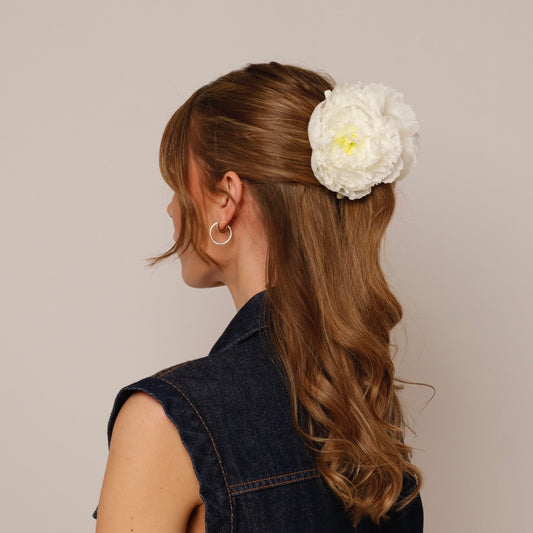 Peony hair clip - WHITE