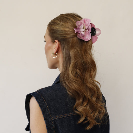 Small orchid hair clip - LAVENDER BLUSH