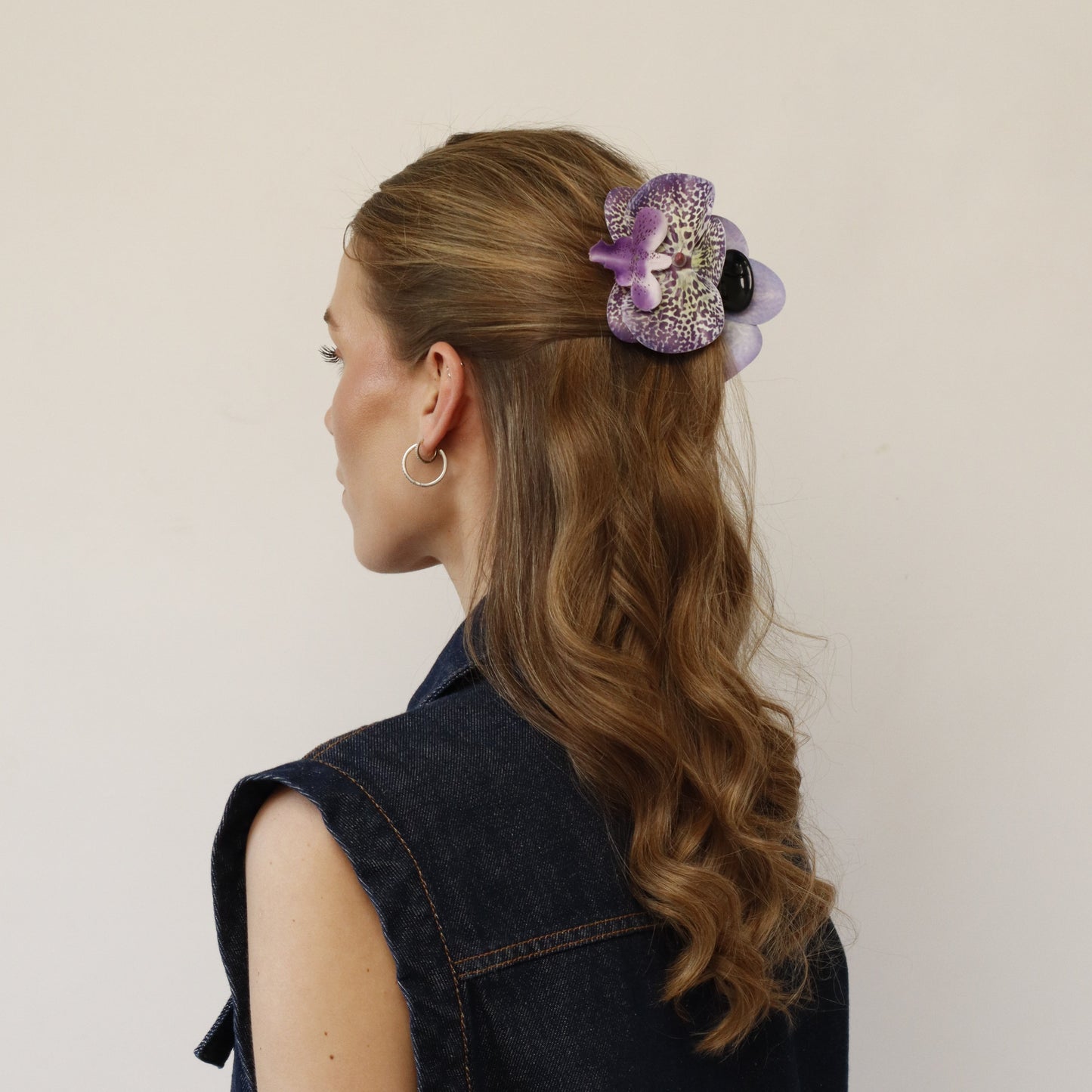 Small orchid hair clip - VIOLET MIDNIGHT