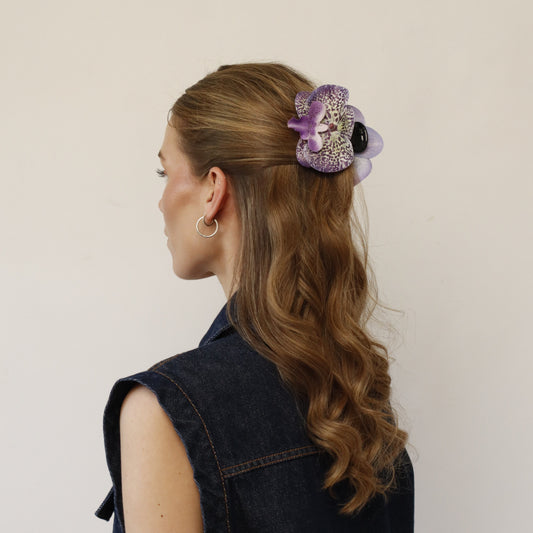 Small orchid hair clip - VIOLET MIDNIGHT