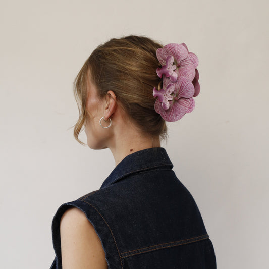 Large orchid hair clip - LAVENDER BLUSH