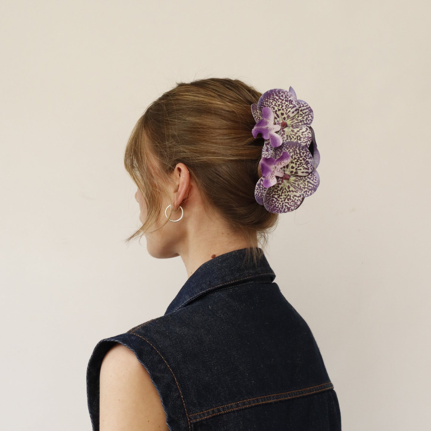 Large orchid hair clip - VIOLET MIDNIGHT