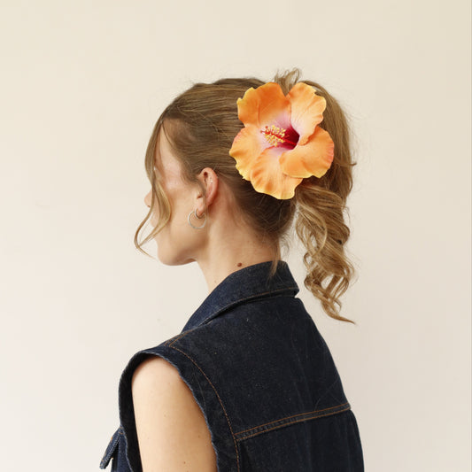 SUMMER EDITION - Large hibiscus hair clip (PEACH)