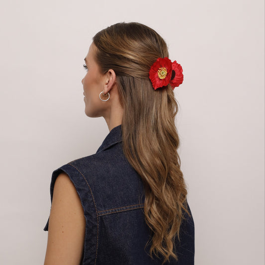 AUTUMN EDITION - Mini Poppy hair clip (RED)