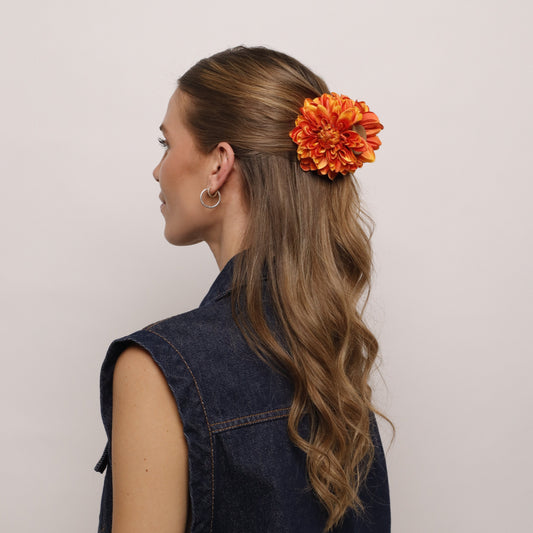 AUTUMN EDITION - Small dahlia hair clip (PUMPKIN SPICE)