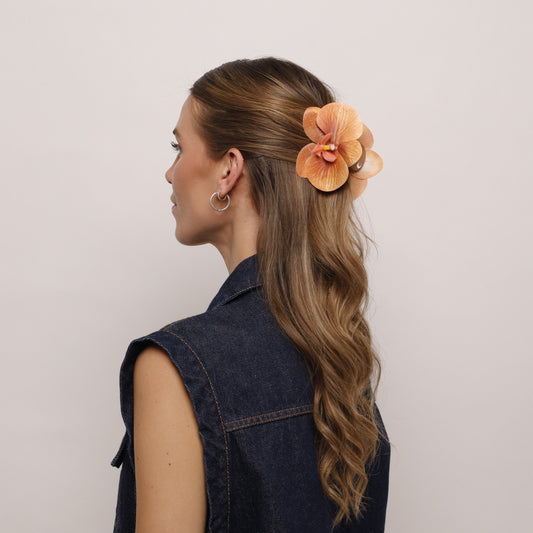 AUTUMN EDITION - Small orchid hair clip (PUMPKIN SPICE)
