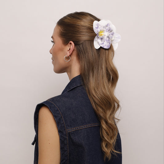 CARNIVAL EDITION - Small orchid hair clip (HARLEKIN)