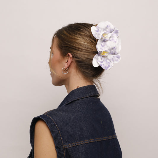 CARNIVAL EDITION - Large orchid hair clip (HARLEKIN)