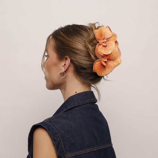 AUTUMN EDITION - Large orchid hair clip (PUMPKIN SPICE)