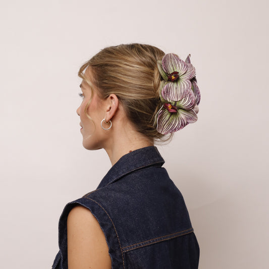 CHRISTMAS EDITION - Large orchid hair clip (FAIRY AMETHYST)
