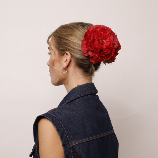 CHRISTMAS EDITION - XL peony hair clip (BERYY KISS)