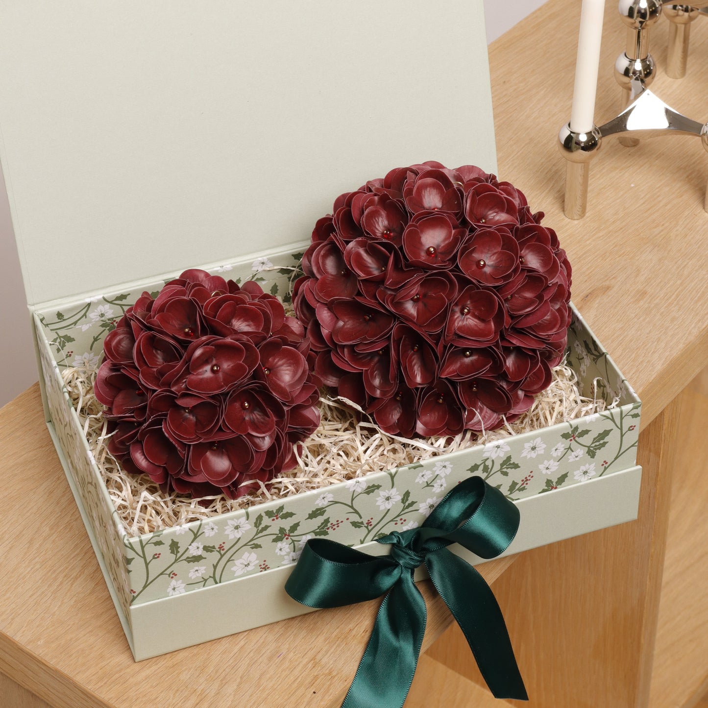 Floral Ornament Set - RED (SOLID)